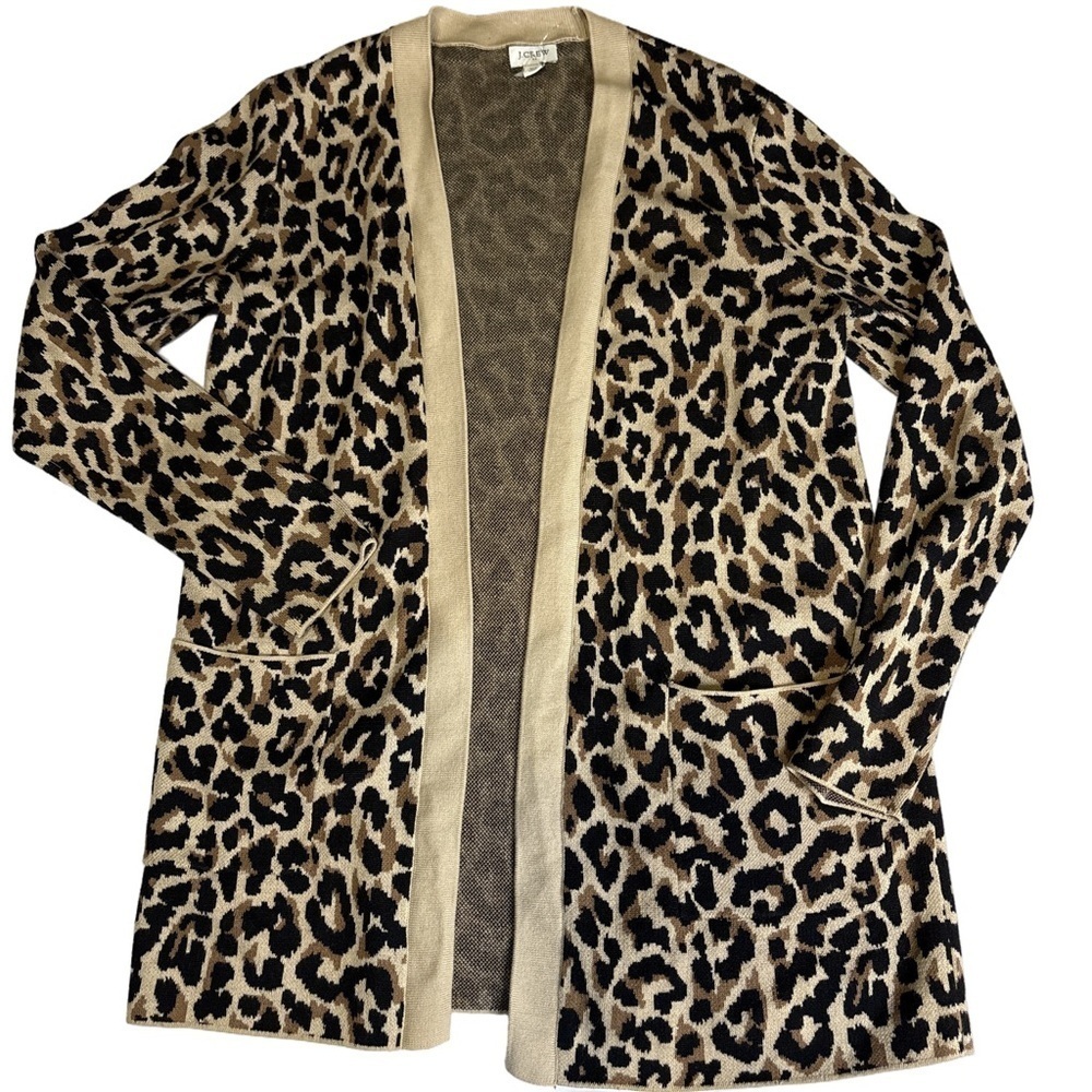 J Crew Leopard Print Cardigan Oversized XS